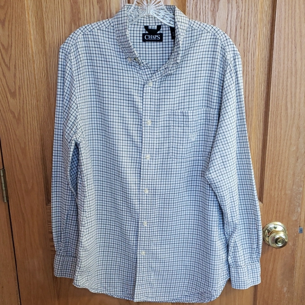 Chaps Blue and White Casual Button Down Shirt